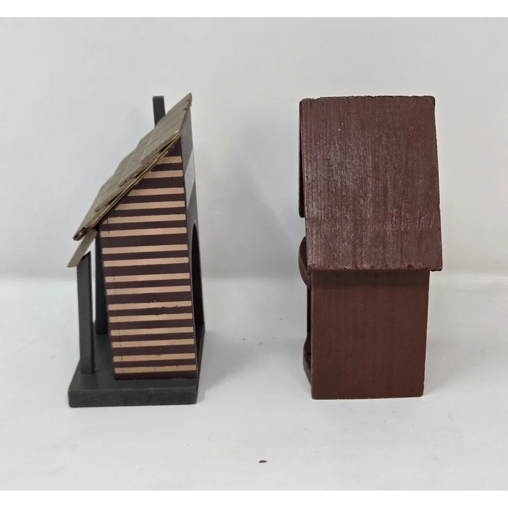 Wood Birdhouse Set of 2 Rustic Farmhouse Decor ArtMinds Shelf Sitters